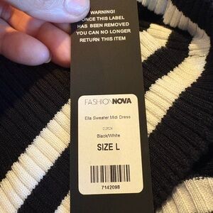Fashion Nova Black and White Sweater Midi Dress